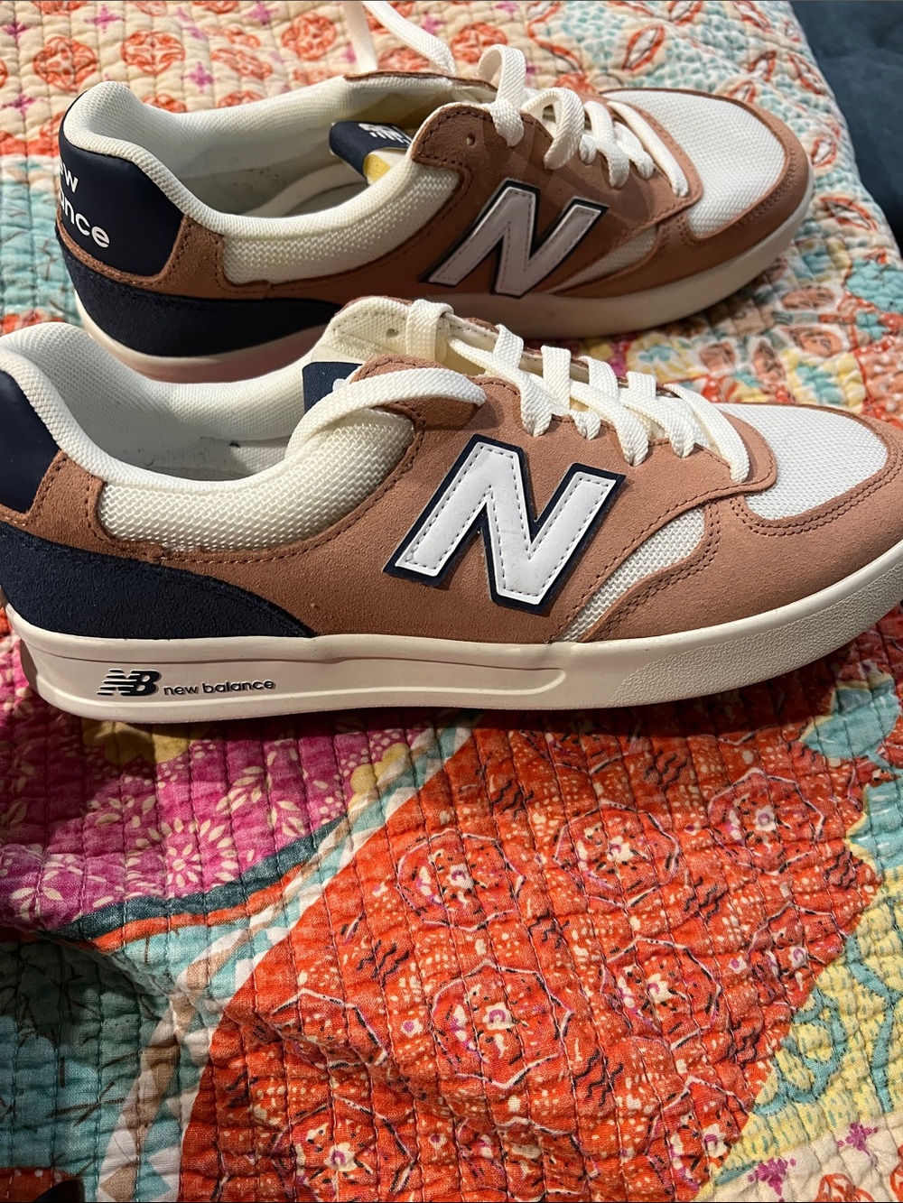 New Balance Pink, White & Navy Low-Top Sneakers